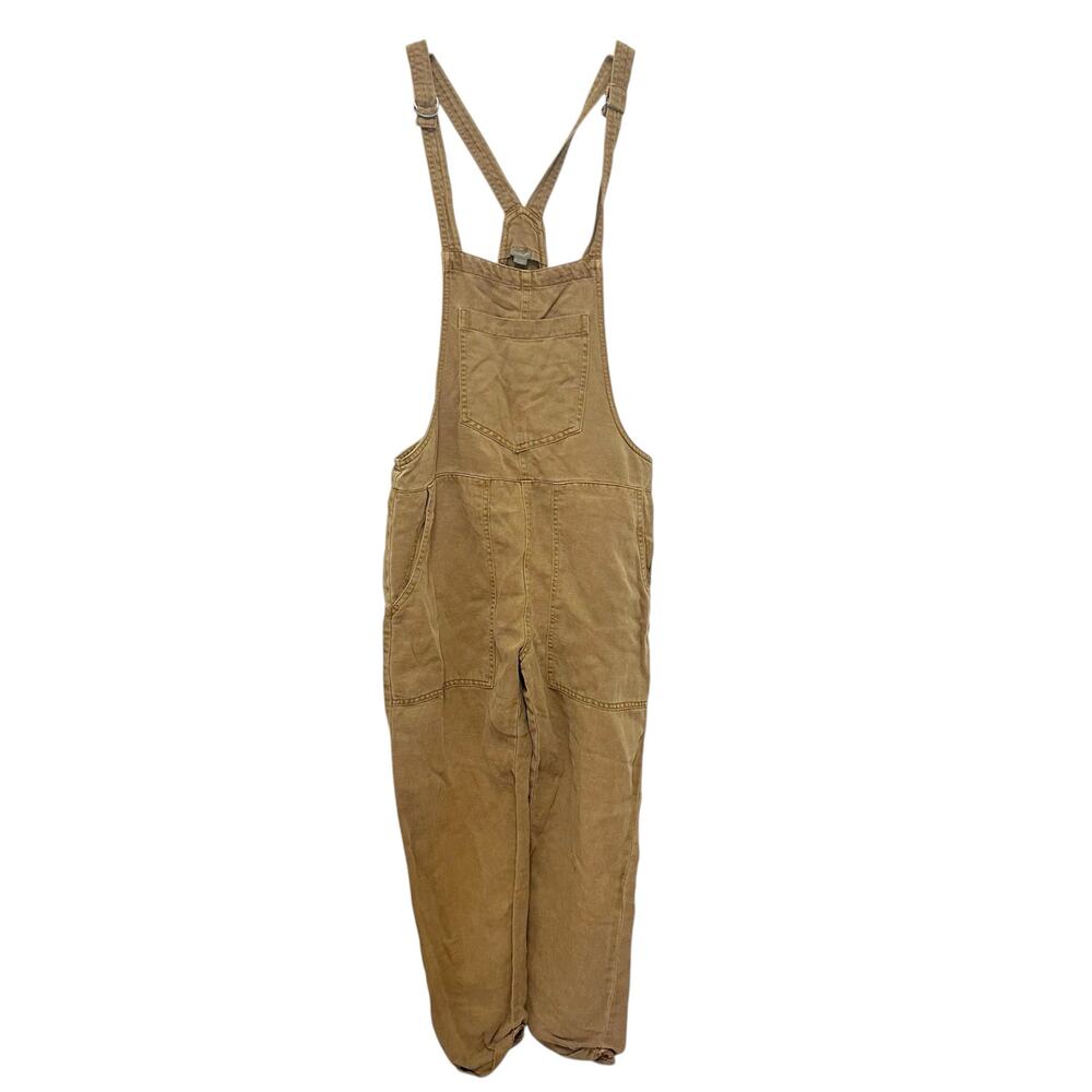Aerie Linen Lyocell Twill Mustard Overalls Sz XXS